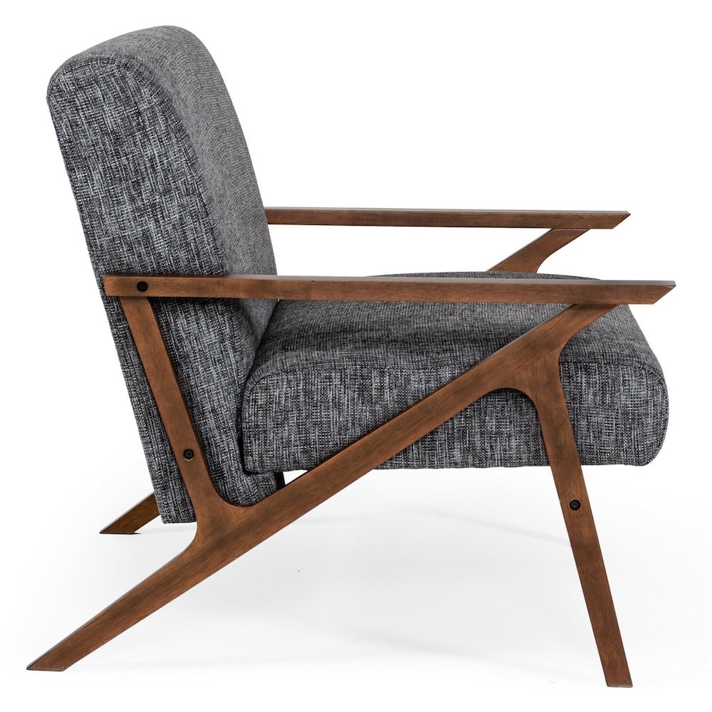 Candea - Mid-Century Walnut and Grey Accent Chair. Picture 7