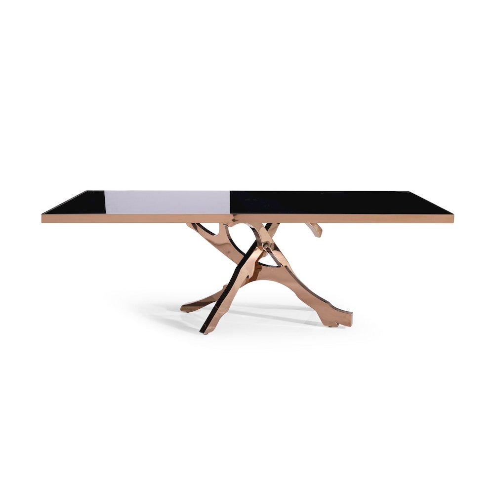 Modrest Legend - Modern Black Glass & Rosegold Dining Table. Picture 1