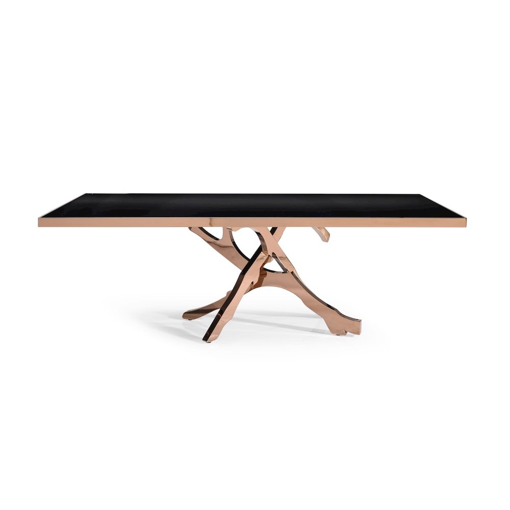 Modrest Legend - Modern Black Glass & Rosegold Dining Table. Picture 7