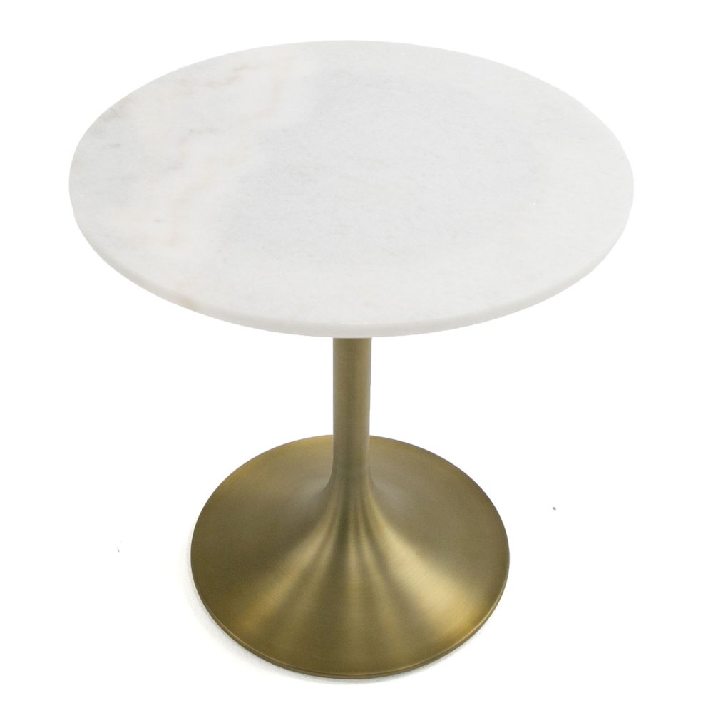 Collins - Glam White Marble and Gold End Table. Picture 2