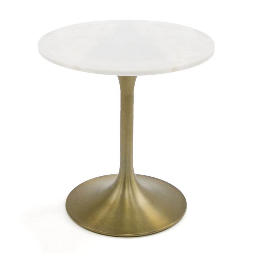 Collins - Glam White Marble and Gold End Table. Picture 1