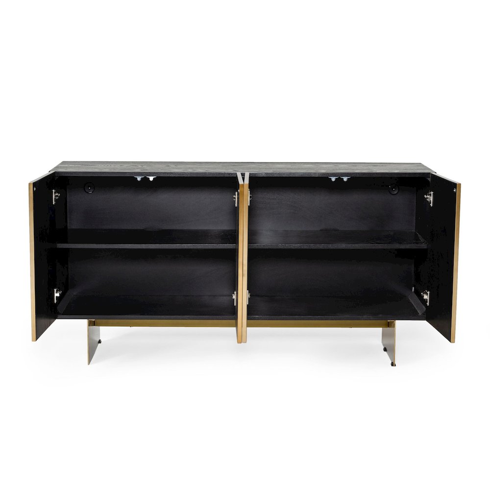 Modrest Perret - Glam Black Ash & Brushed Brass Modern Buffet. Picture 3
