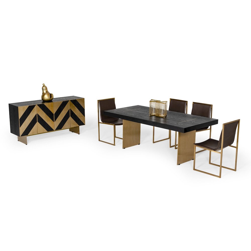 Modrest Perret - Glam Black Ash & Brushed Brass Modern Buffet. Picture 5
