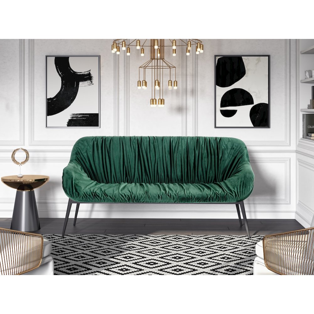Modrest Katrina - Modern Green Fabric Bench. Picture 5