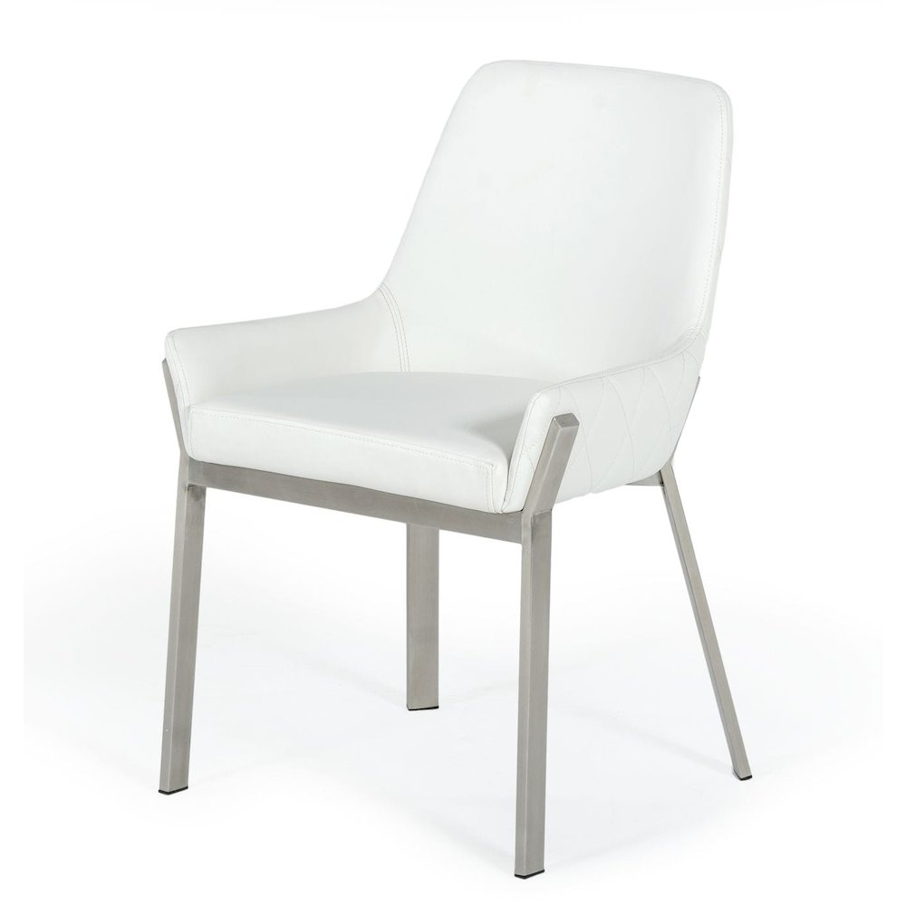 Modrest Ganon - Modern White & Brushed Stainless Steel Dining Chair. Picture 1