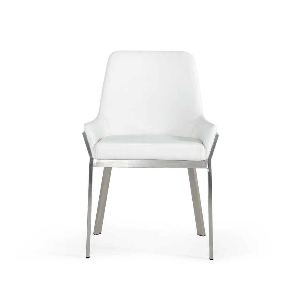 Modrest Ganon - Modern White & Brushed Stainless Steel Dining Chair. Picture 5