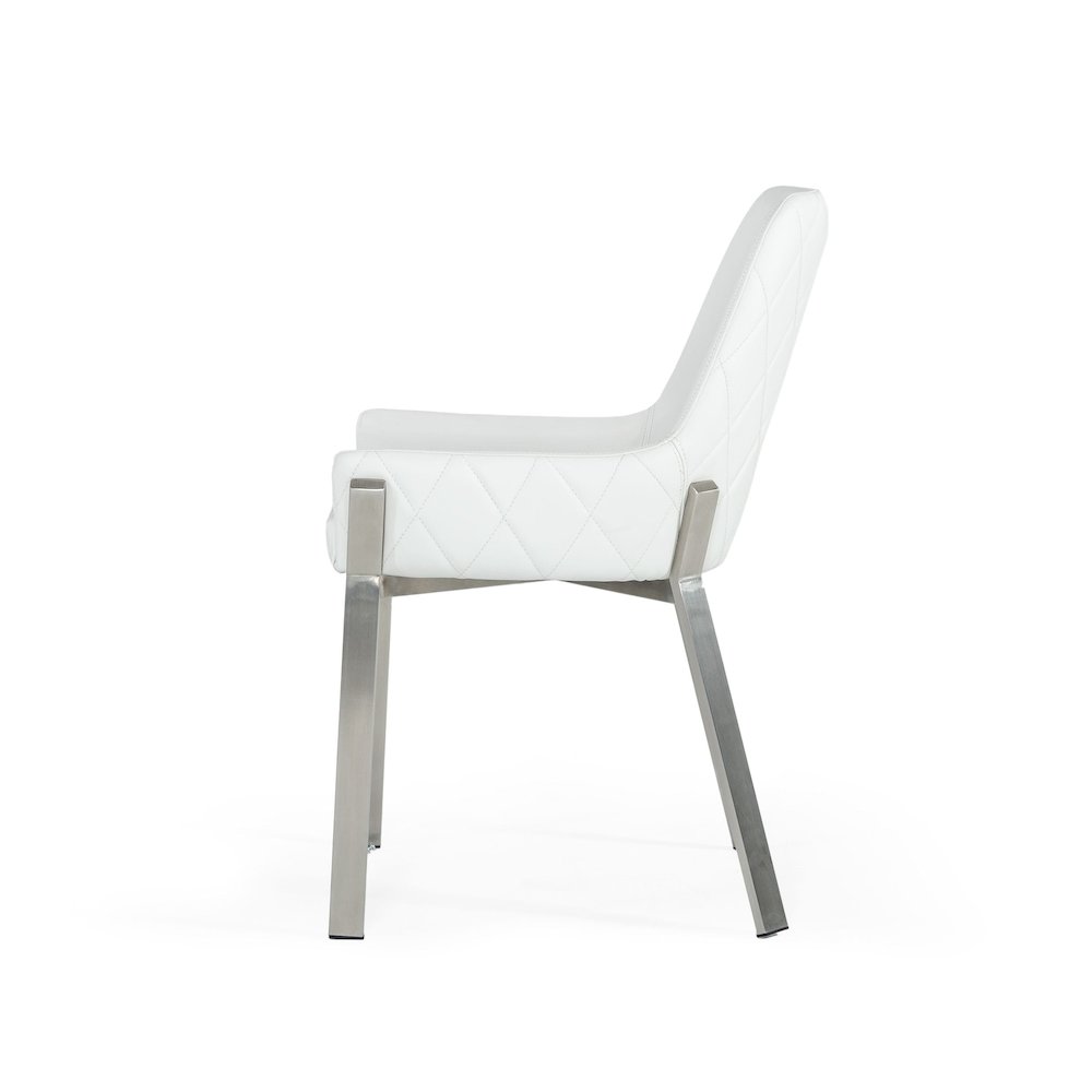 Modrest Ganon - Modern White & Brushed Stainless Steel Dining Chair. Picture 6