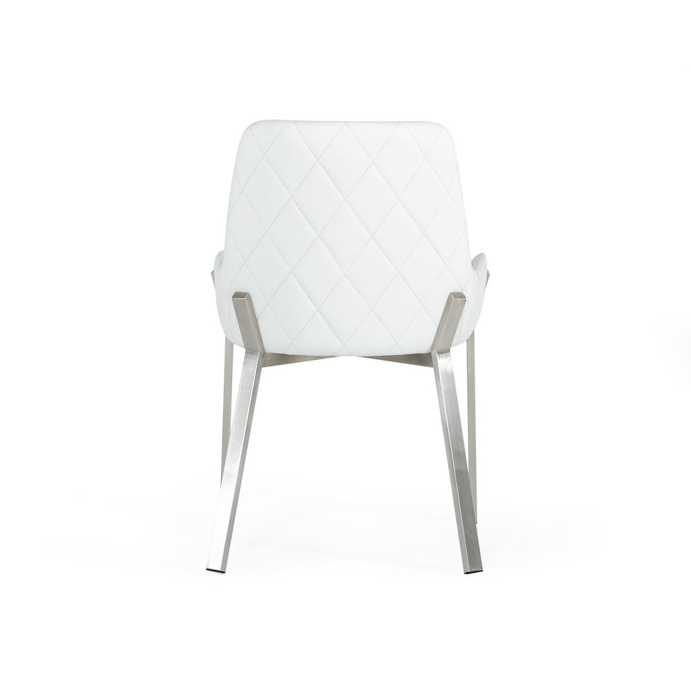 Modrest Ganon - Modern White & Brushed Stainless Steel Dining Chair. Picture 7