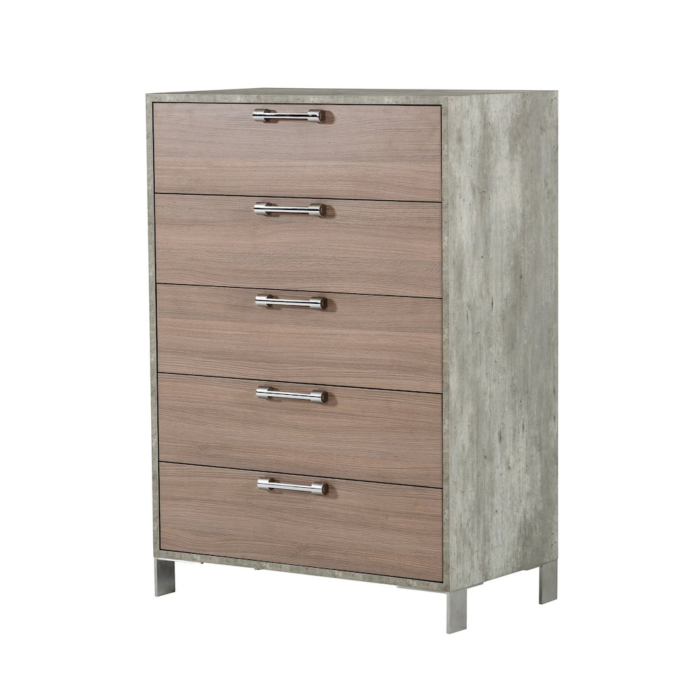 Nova Domus Boston - Modern Brown Oak & Brushed Stainless Steel Chest. Picture 5
