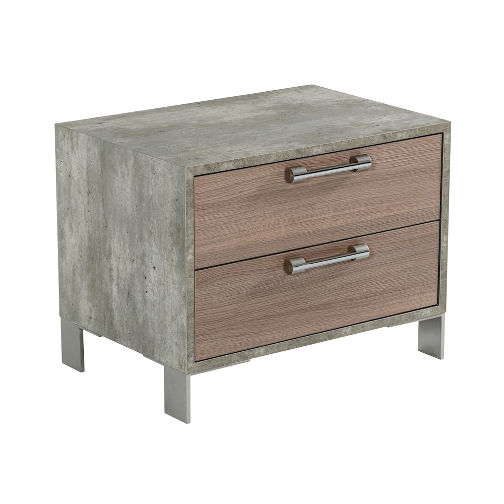 Nova Domus Boston - Modern Brown Oak & Brushed Stainless Steel Nightstand. Picture 7