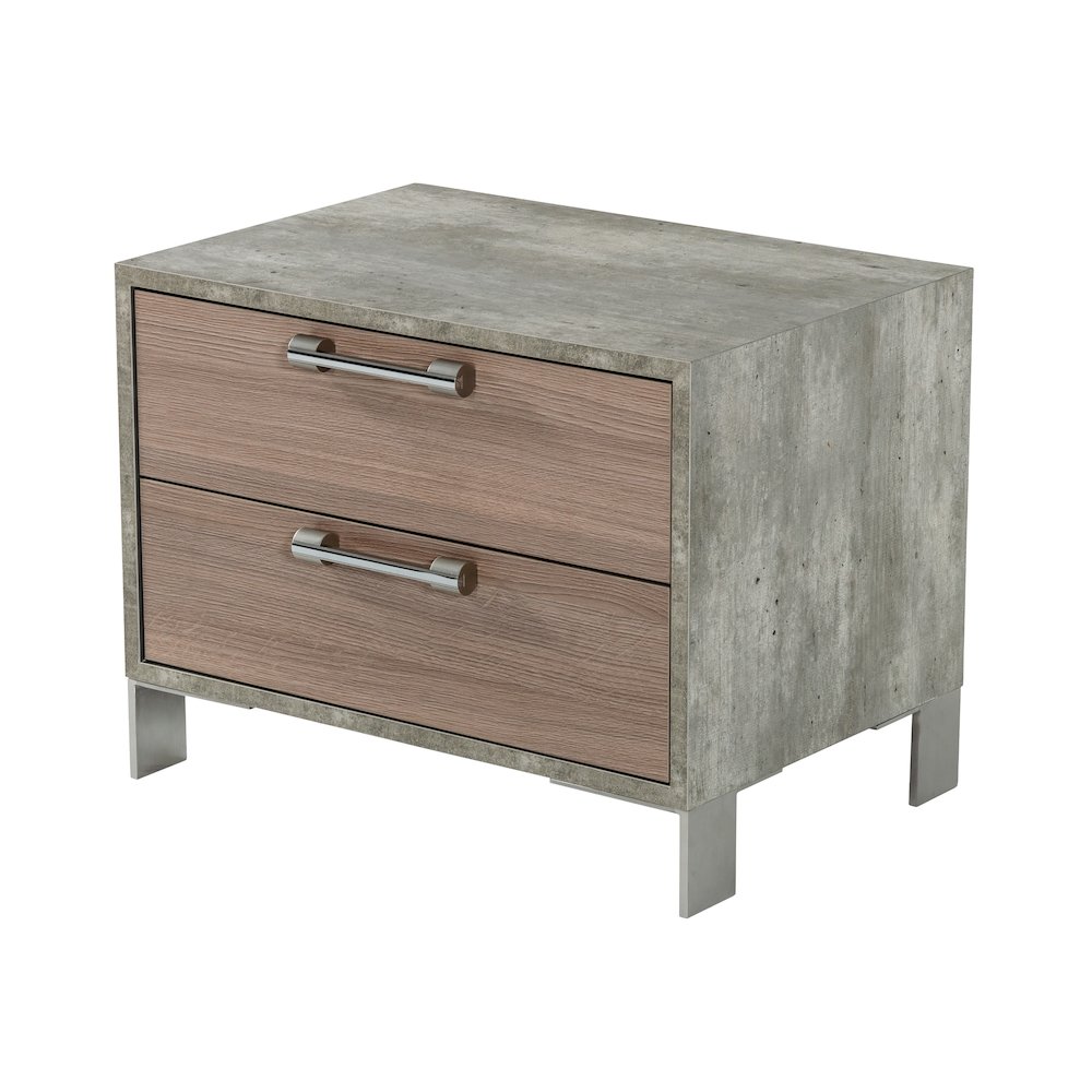 Nova Domus Boston - Modern Brown Oak & Brushed Stainless Steel Nightstand. Picture 6