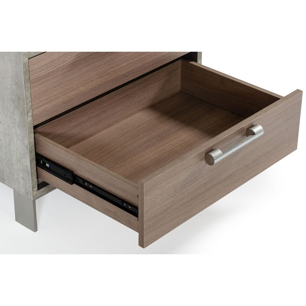 Nova Domus Boston - Modern Brown Oak & Brushed Stainless Steel Nightstand. Picture 2