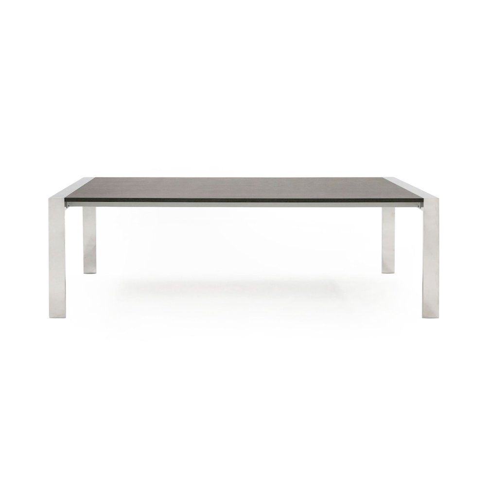 Modrest Fauna - Modern Elm Grey & Stainless Steel Chrome Dining Table. Picture 1