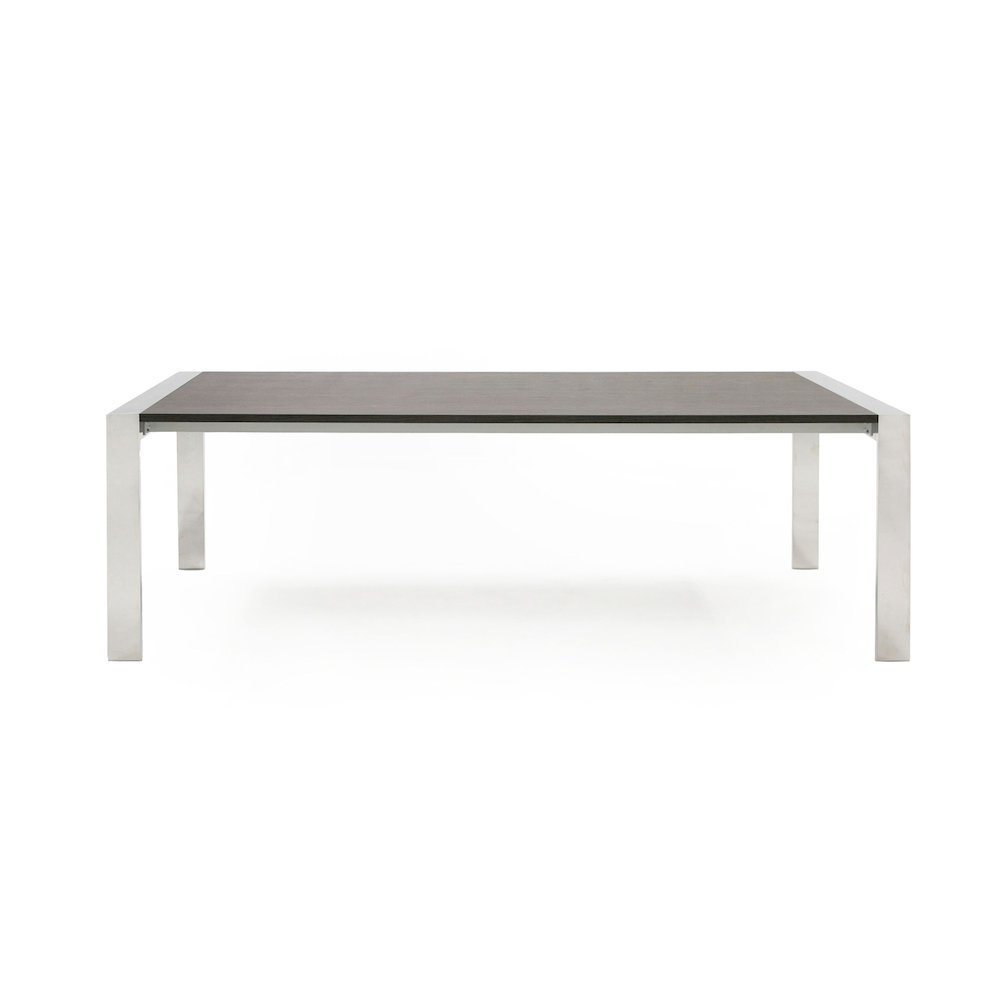 Modrest Fauna - Modern Elm Grey & Stainless Steel Chrome Dining Table. Picture 3
