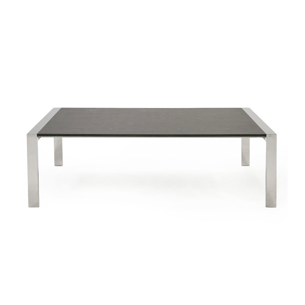 Modrest Fauna - Modern Elm Grey & Stainless Steel Chrome Dining Table. Picture 4
