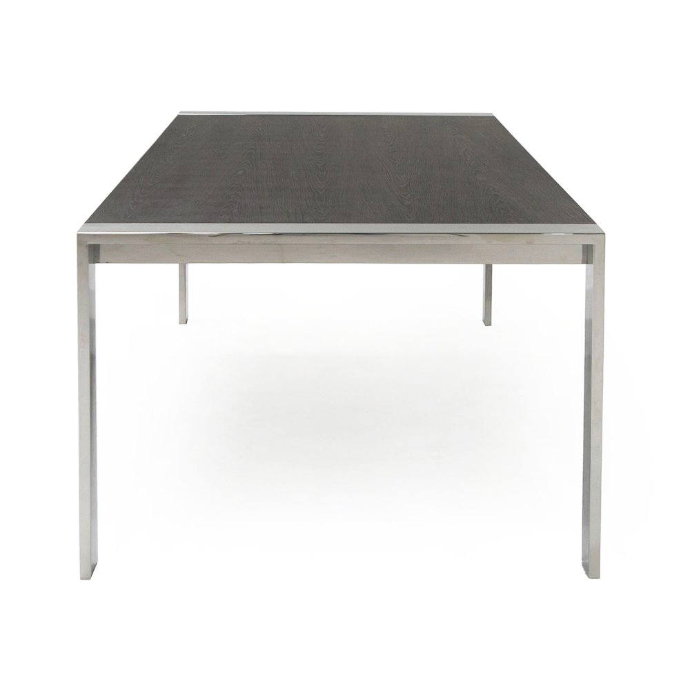 Modrest Fauna - Modern Elm Grey & Stainless Steel Chrome Dining Table. Picture 5