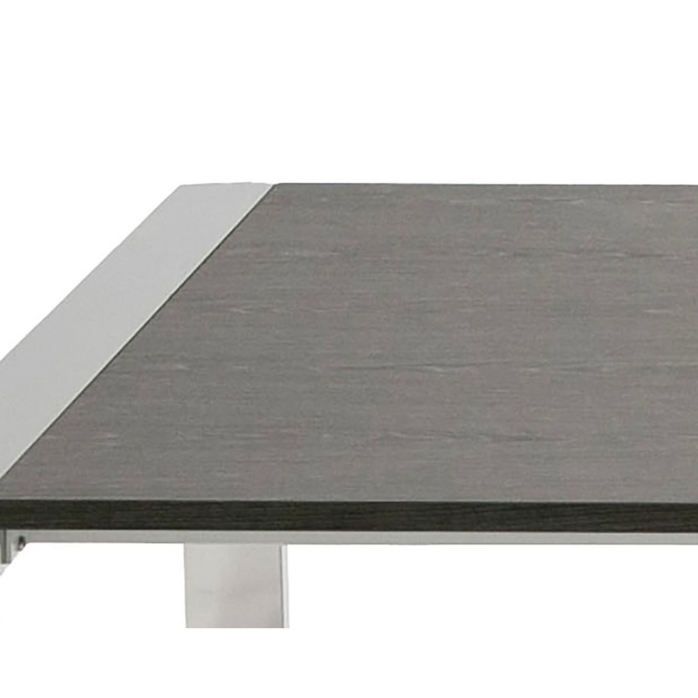 Modrest Fauna - Modern Elm Grey & Stainless Steel Chrome Dining Table. Picture 6