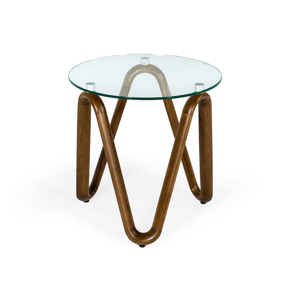 Modrest Lassen - Modern Glass & Walnut End Table. Picture 2