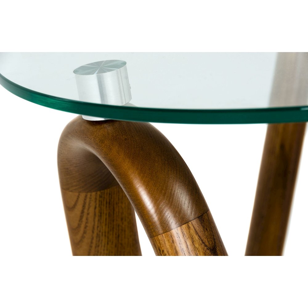 Modrest Lassen - Modern Glass & Walnut End Table. Picture 3