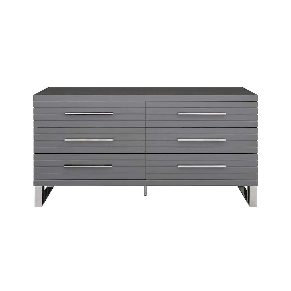 Modrest Splendor - Grey High Gloss Slatted Dresser. Picture 1