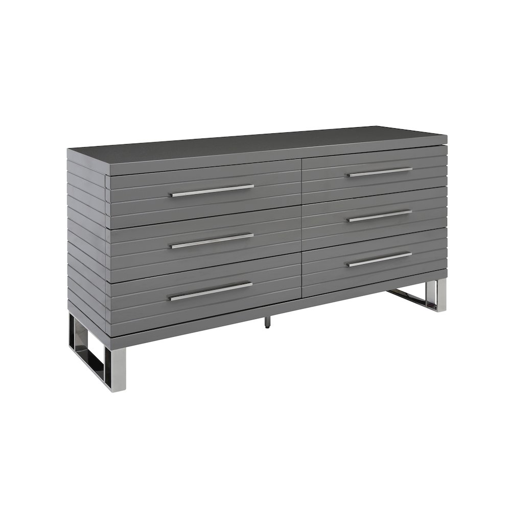 Modrest Splendor - Grey High Gloss Slatted Dresser. Picture 5