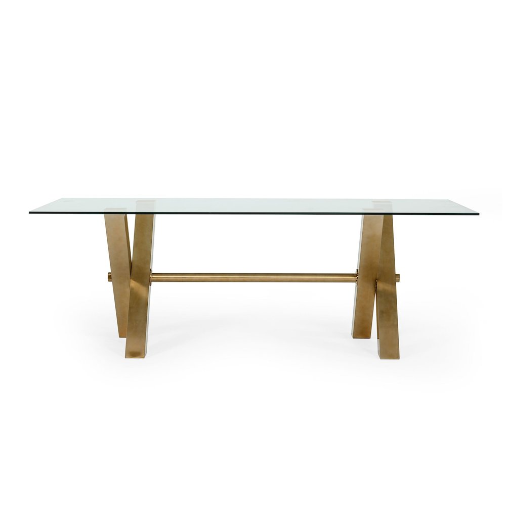 Modrest Dandy - Modern Golden & 15mm Glass Dining Table. Picture 3