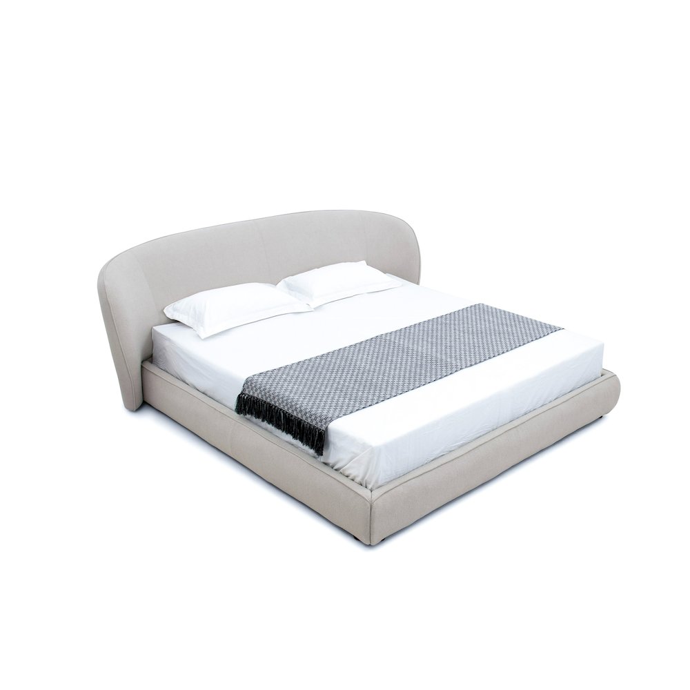 Modrest Lambert - Queen Modern Beige Upholstered Bed. Picture 2