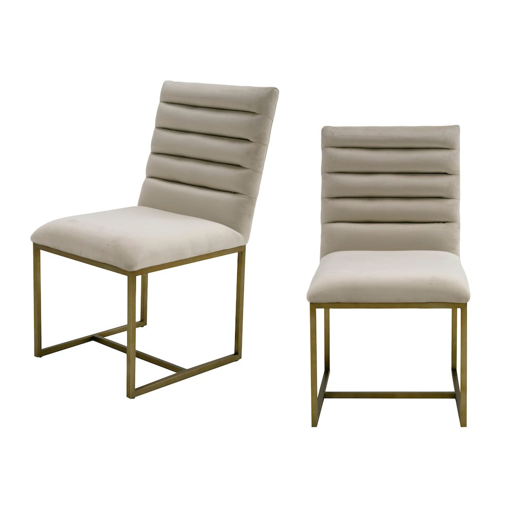 Modrest Barker - Modern Beige & Brush Gold Dining Chair (Set of 2). Picture 1