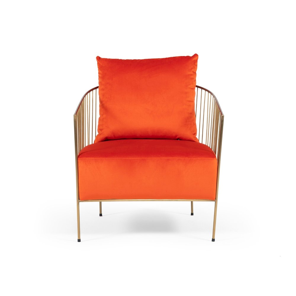 Modrest Loveland - Glam Orange Velvet Accent Chair. Picture 2
