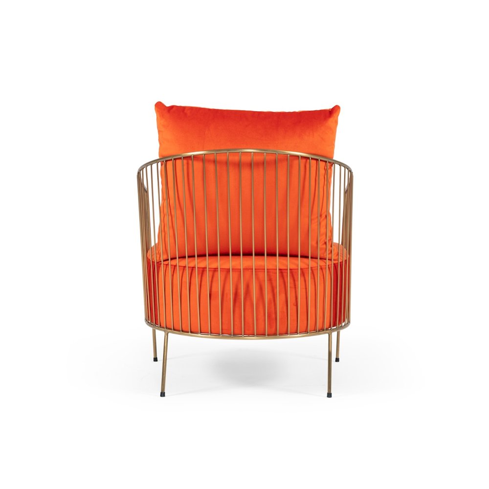 Modrest Loveland - Glam Orange Velvet Accent Chair. Picture 4