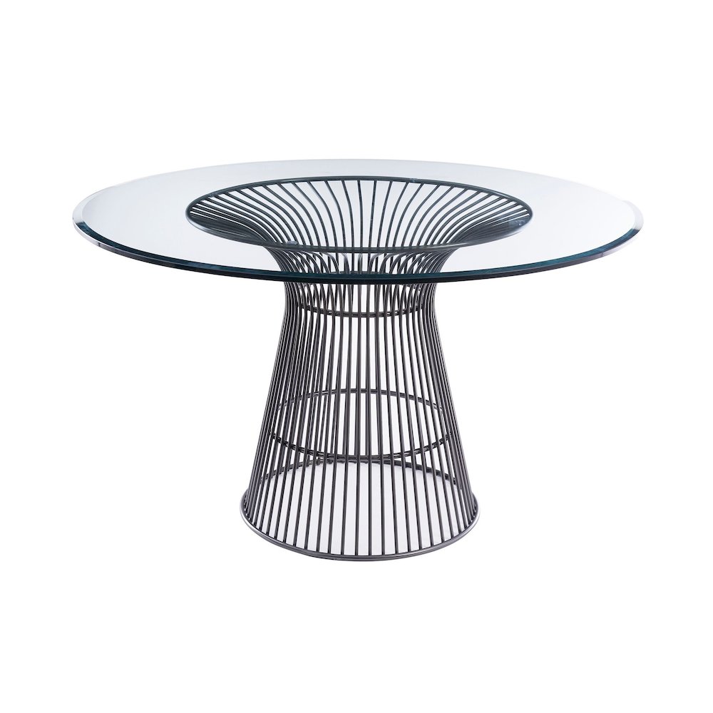Modrest Chandler - Modern Round Glass & Black Stainless Steel Dining Table. Picture 1