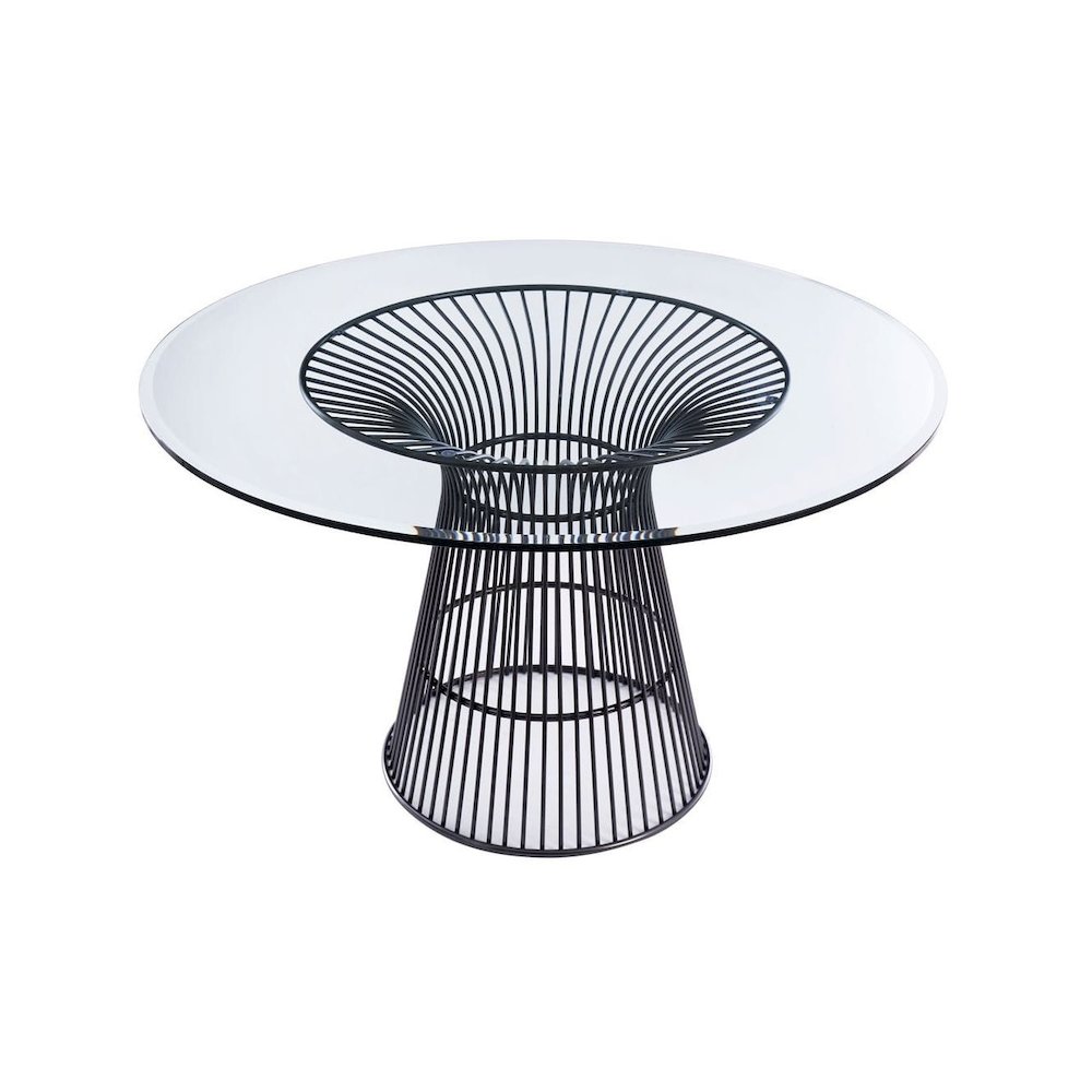 Modrest Chandler - Modern Round Glass & Black Stainless Steel Dining Table. Picture 10