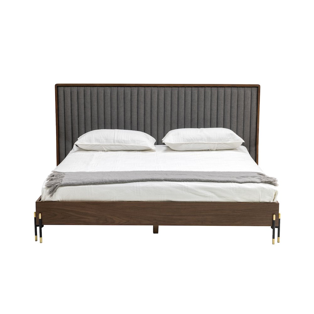 Nova Domus Metcalf - Queen Mid-Century Walnut and Grey Bed. Picture 1