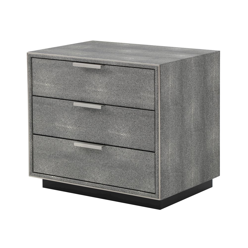 Modrest Dynasty - Modern Shagreen Three Drawer Nightstand. Picture 3