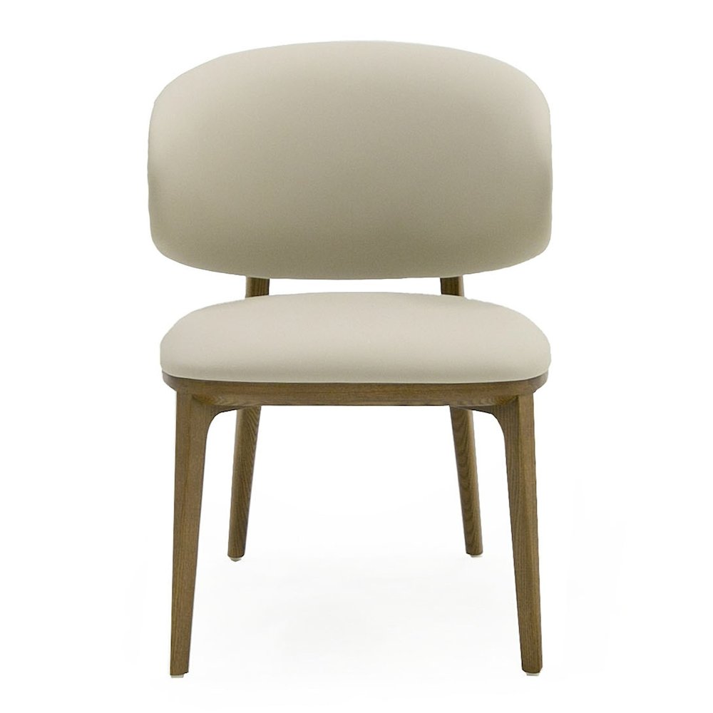 Chance - Contemporary Cream and Brown Leatherette Walnut Dining Chair. Picture 2