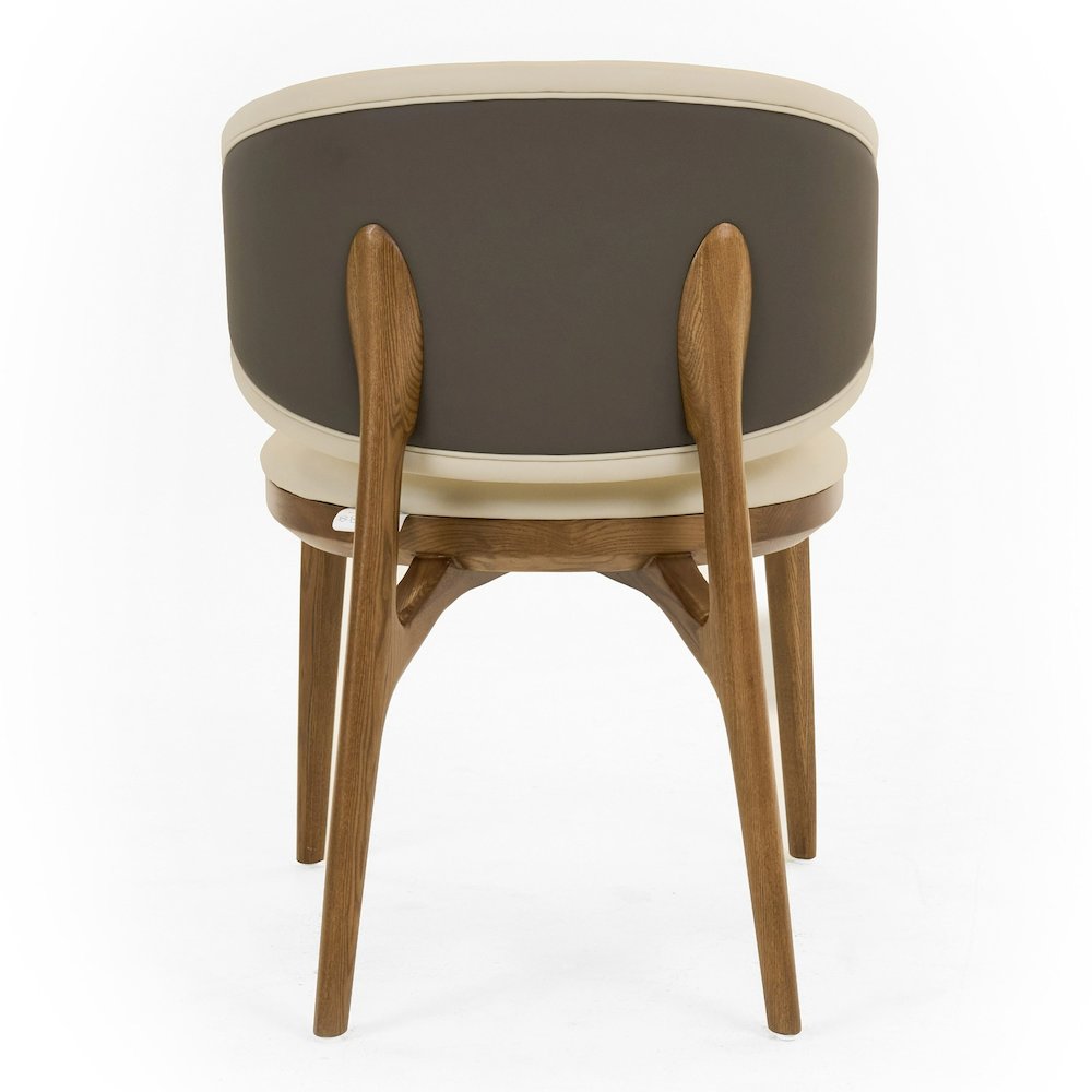 Chance - Contemporary Cream and Brown Leatherette Walnut Dining Chair. Picture 4