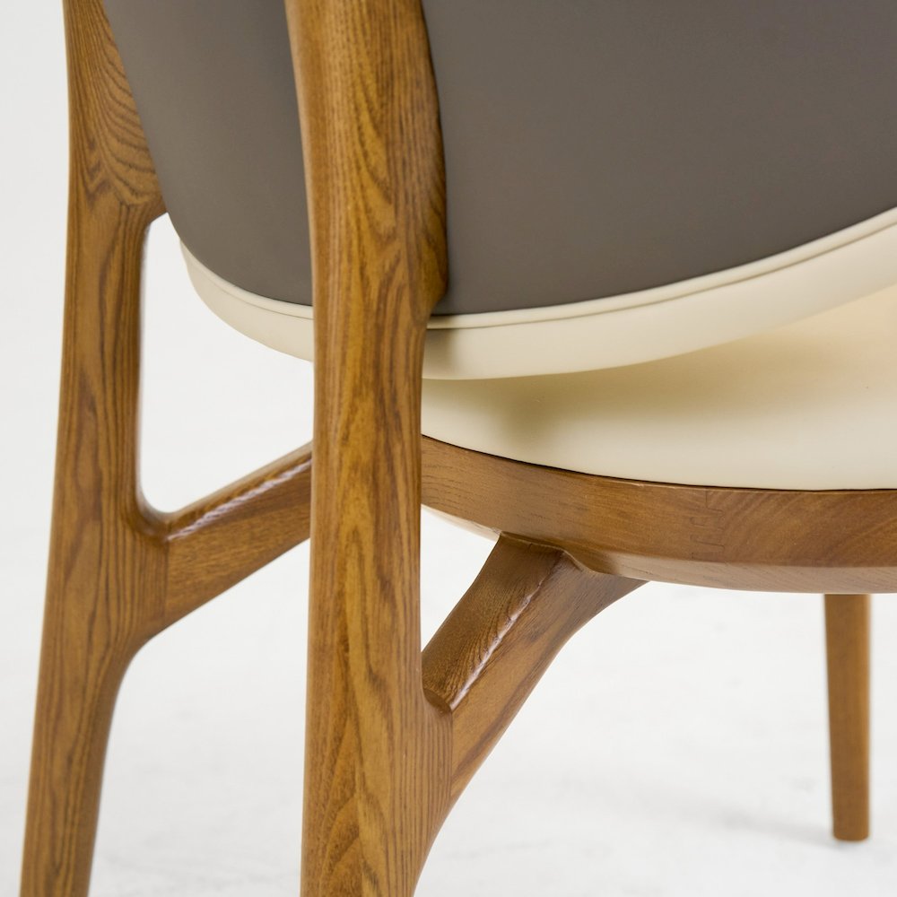 Chance - Contemporary Cream and Brown Leatherette Walnut Dining Chair. Picture 5