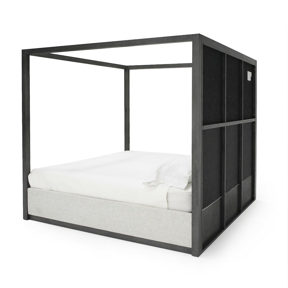Manhattan - Contemporary Canopy Grey Bed -queen. Picture 6