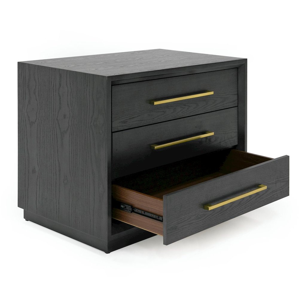 Manhattan - Contemporary Grey and Gold Nightstand. Picture 7