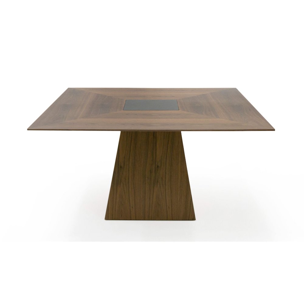 Modrest Cora- Modern Walnut and Black Tempered Glass Dining Table. Picture 12