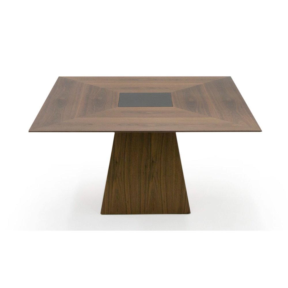 Modrest Cora- Modern Walnut and Black Tempered Glass Dining Table. Picture 11