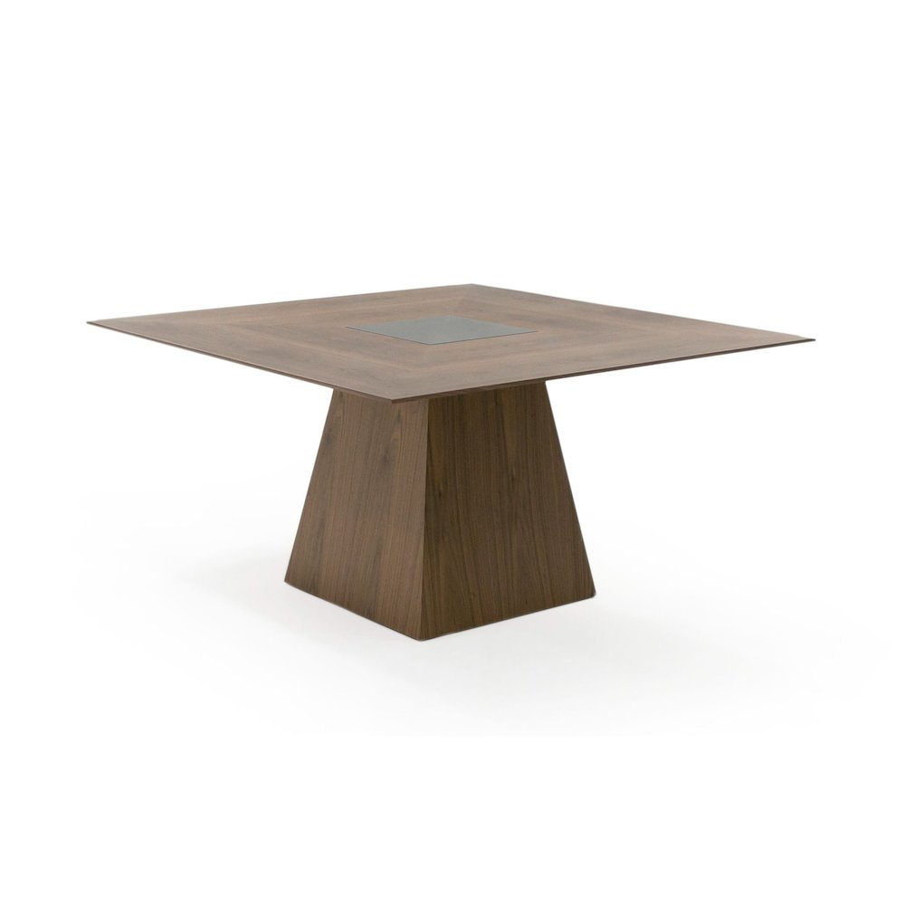Modrest Cora- Modern Walnut and Black Tempered Glass Dining Table. Picture 13