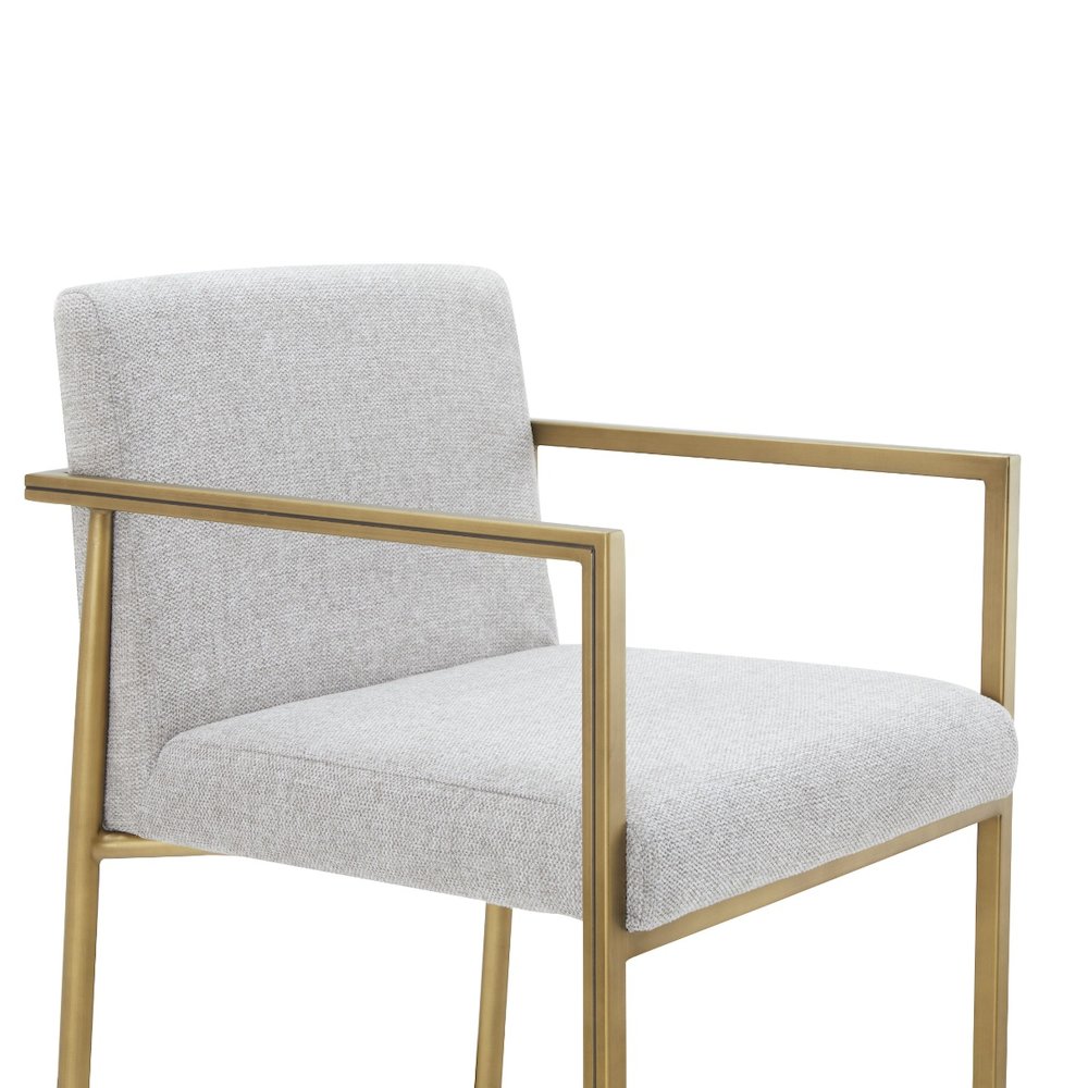 Burnham- Contemporary Light Grey Fabric Brass Counter Stool. Picture 2