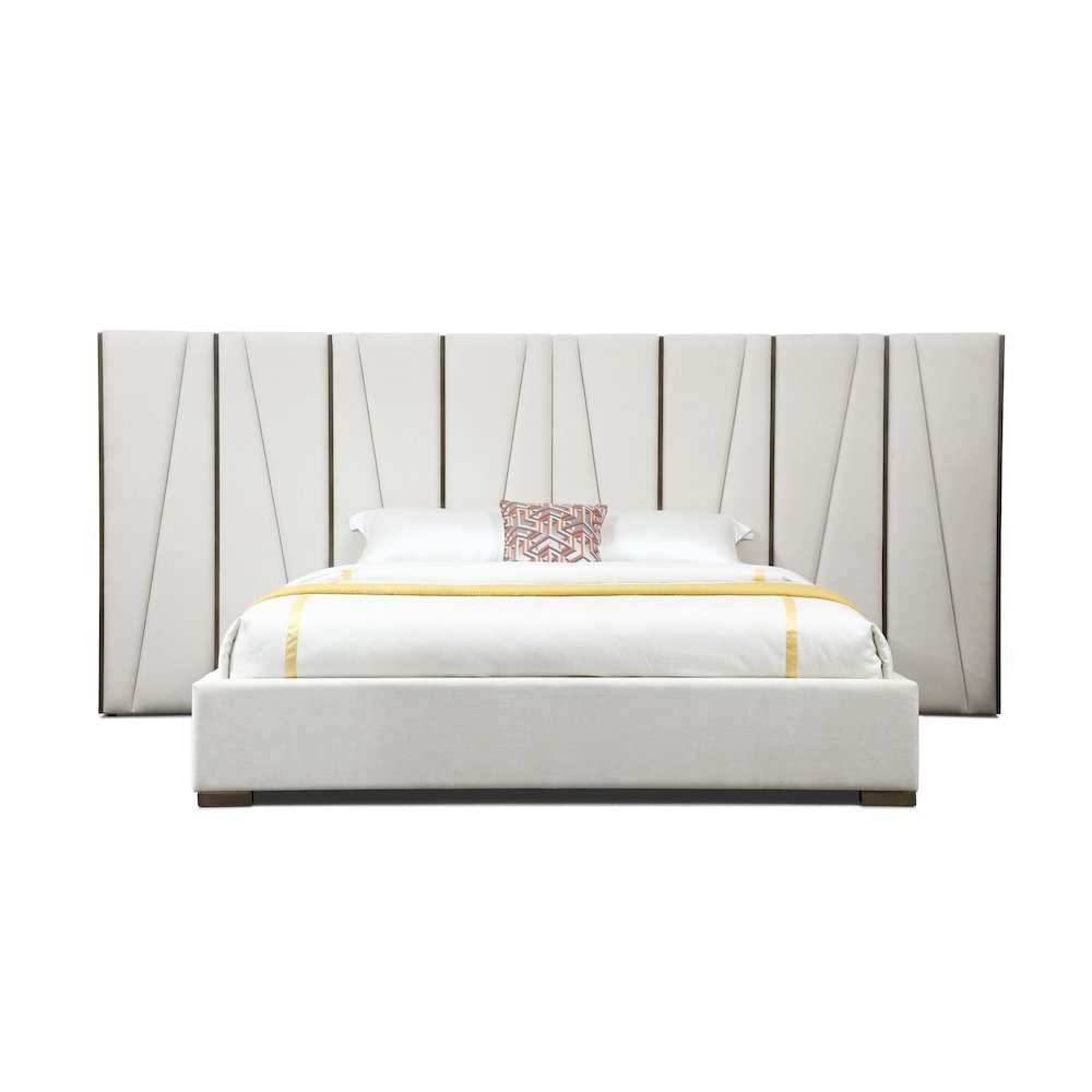Modrest Nixa - Queen Modern Beige and Brushed Bronze Bed. Picture 1