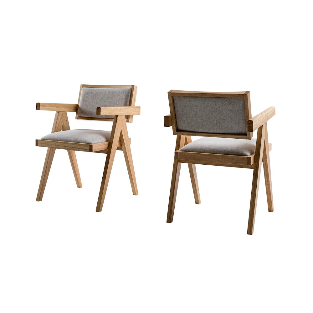 Fern - Modern Natural and Beige Dining Chair Set of 2. Picture 1
