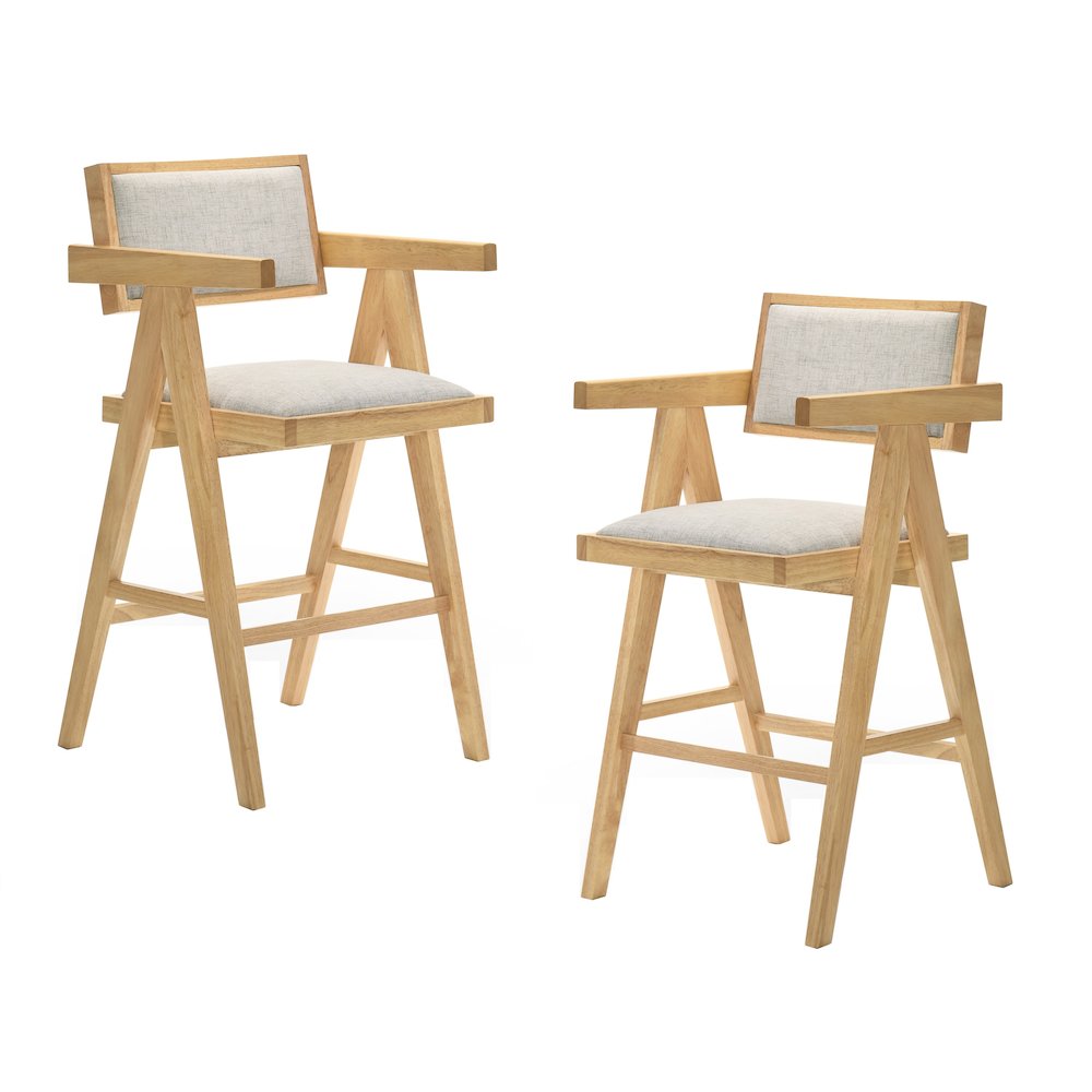 Modrest Fern - Modern Natural and Beige Counter Stool Set of 2. Picture 1