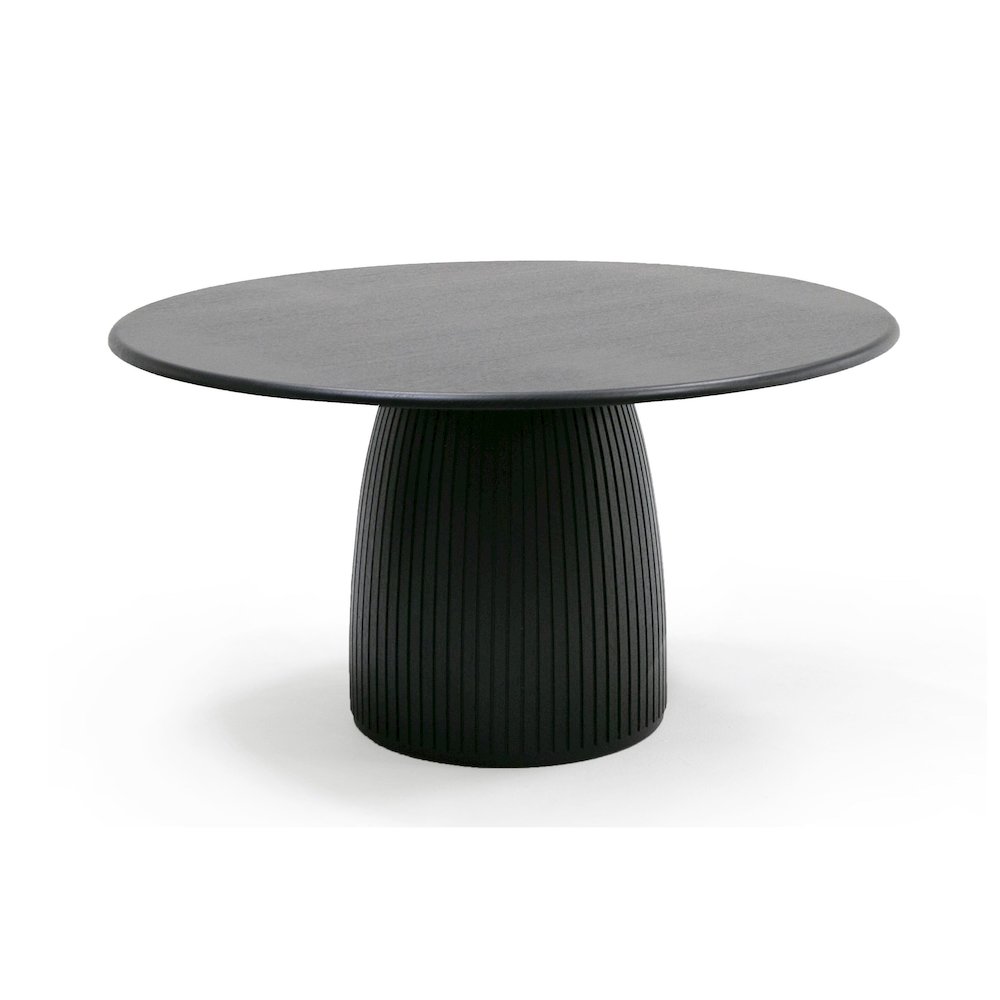 Lander Modern Mid Century Black Oak Round Dining Table. Picture 1