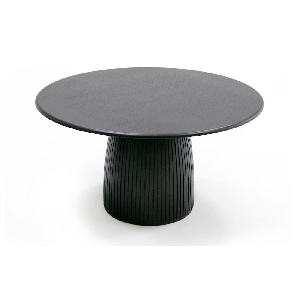 Lander Modern Mid Century Black Oak Round Dining Table. Picture 9