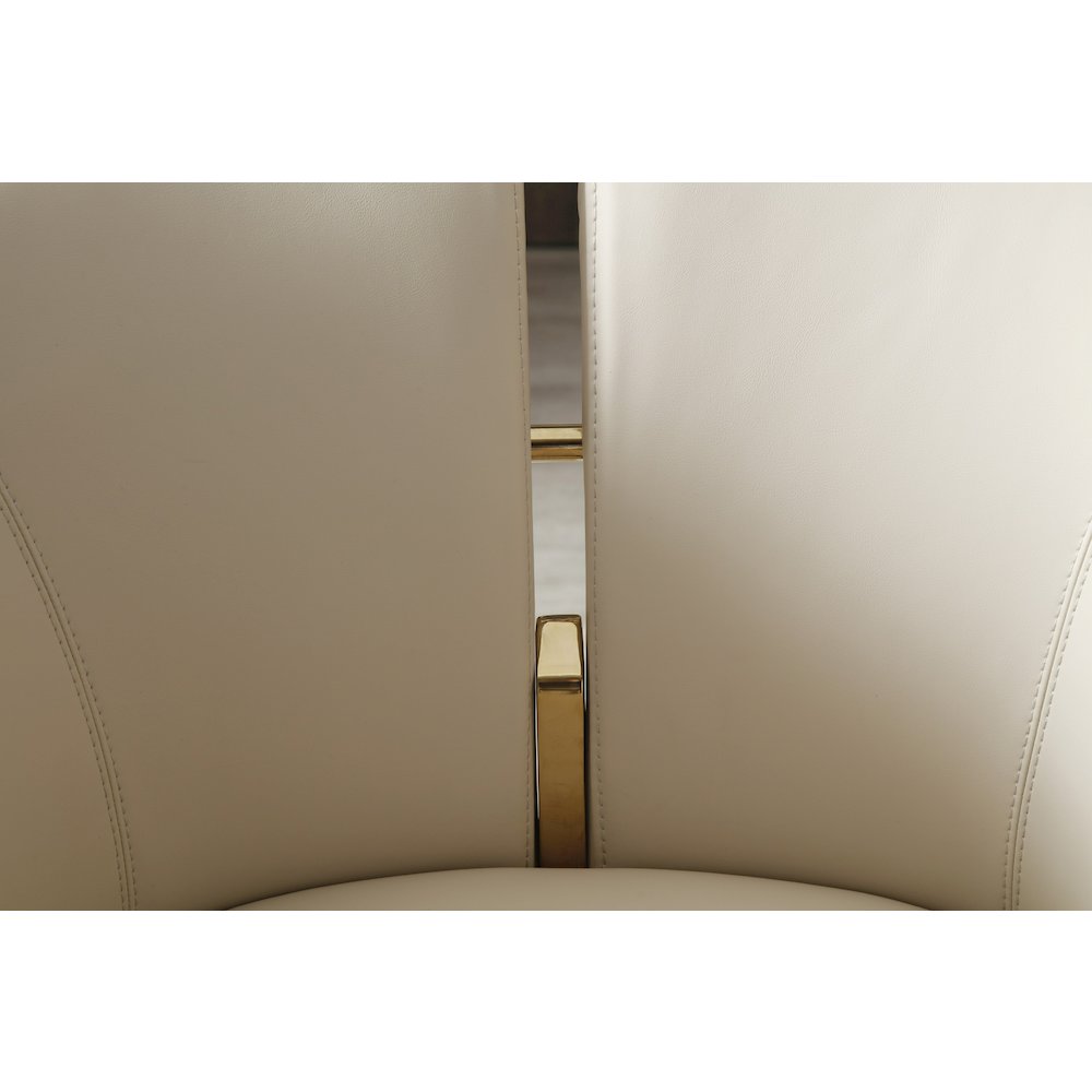 Modrest Renfew - Modern Beige Vegan Leather + Champagne Gold Dining Chair. Picture 10