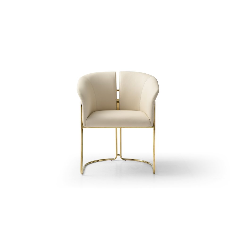 Modrest Renfew - Modern Beige Vegan Leather + Champagne Gold Dining Chair. Picture 2